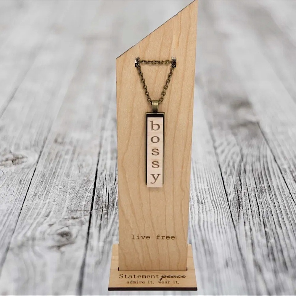 HANDMADE Necklace Artisan BOSSY Wood Pendant BOHO Statement Organic Eco Friendly